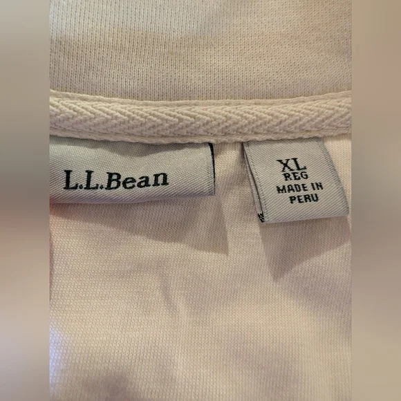 LL Bean Women's Quilted Full Zip Sweatshirt, Size XL, Cream - Picture 2 of 14